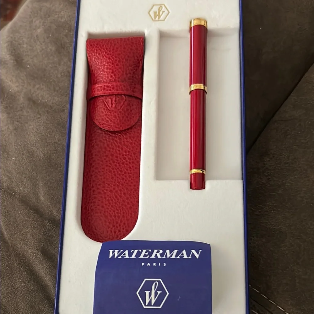 NWOT Vintage-Waterman Red Ball Point Pen with Case